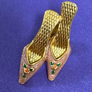 Vintage Avon Enamel Floral High Heel Shoes Lapel Tie Scarf Tack Pin